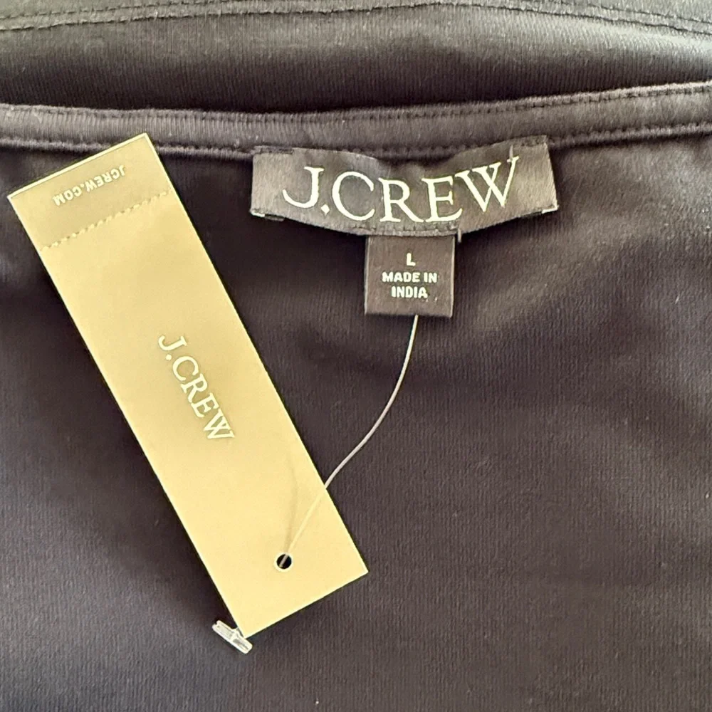 J. Crew Black Stretch cotton cap-sleeve crossover shirt Large - Picture 4 of 6
